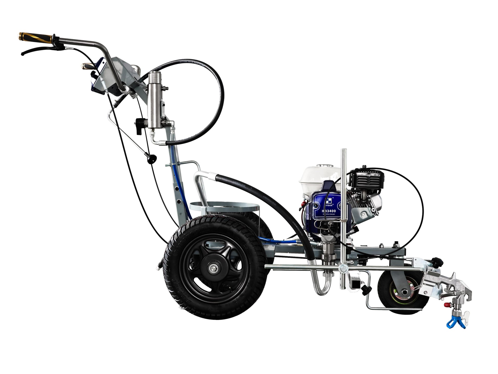 Line spraying machine on a white background