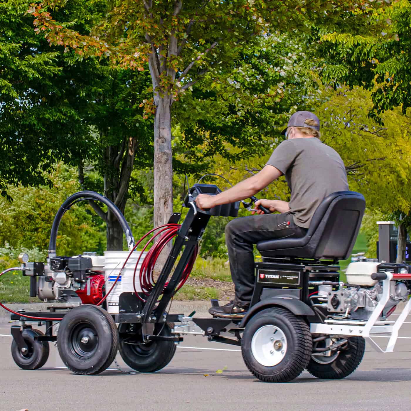 Titan Lazyliner seat to drive your road marking pump